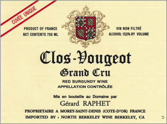 Domaine Gérard Raphet Grand Cru Clos Vougeot (2022) (375mL)