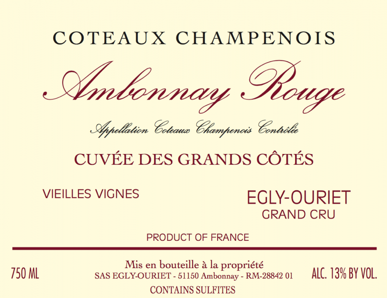 Egly-Ouriet Coteaux Champenois Ambonnay Rouge "Cuvee des Grands Cotes" Vieilles Vignes
