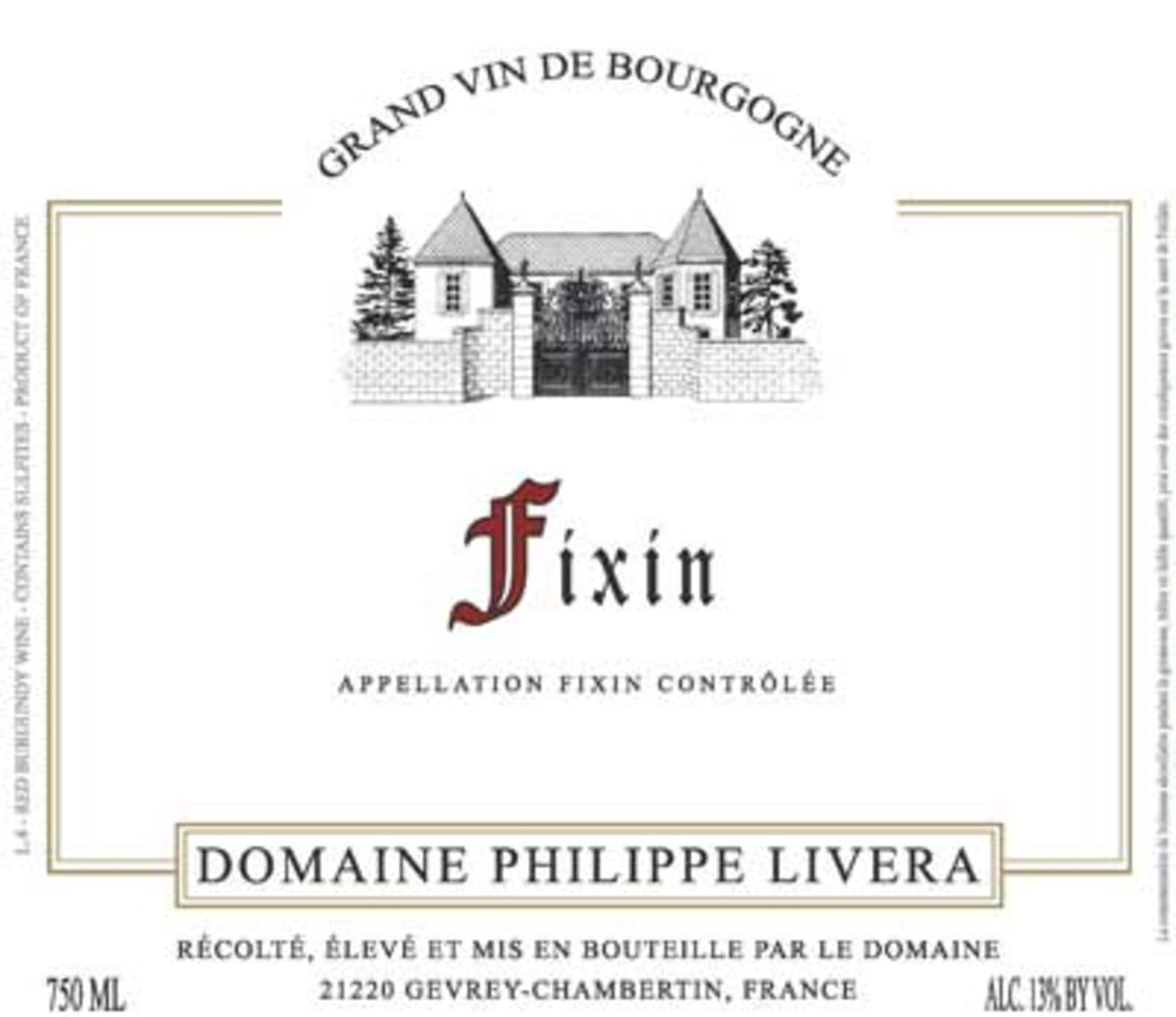 Domaine Philippe Livera Fixin Rouge