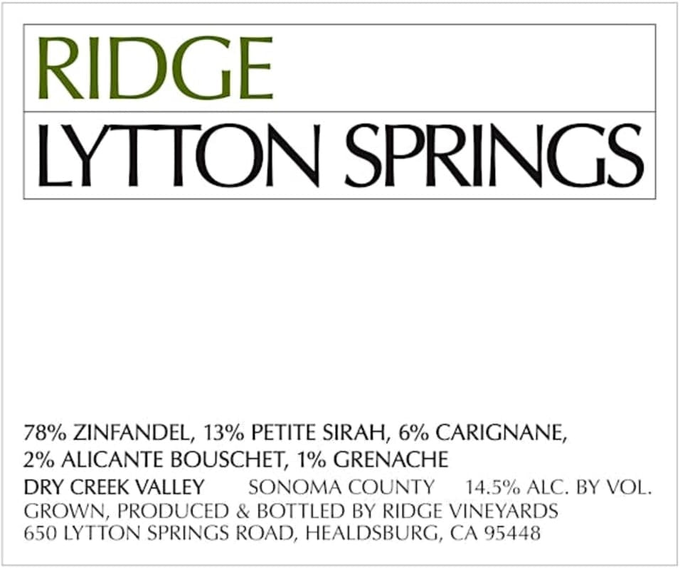 Ridge Vineyards Lytton Springs (2024)