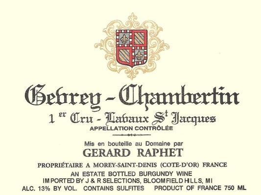 Domaine Gérard Raphet Gevrey-Chambertin 1er Cru Lavaux Saint Jacques (2022)