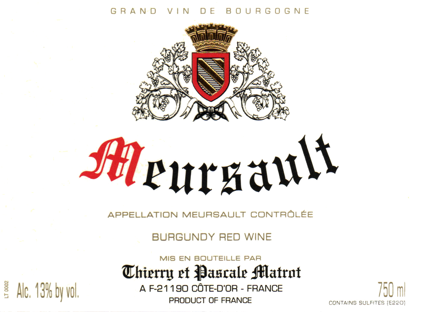 Domaine Thierry et Pascale Matrot Meursault Rouge