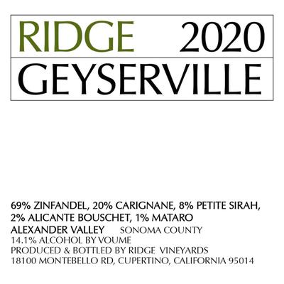 Ridge Geyserville  2020 Red Wine - California