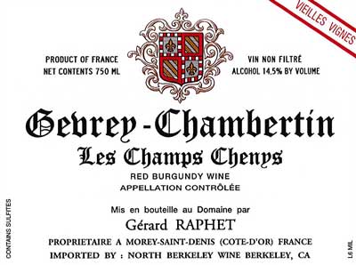 Domaine Gérard Raphet Gevrey-Chambertin 'Champs Chenys'