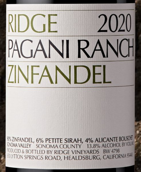 Ridge Vineyards "Pagani Ranch" Zinfandel (Sonoma Valley)
