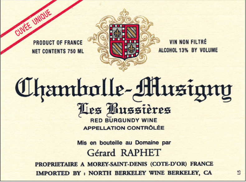 Gérard Raphet Chambolle-Musigny "Les Bussieres"