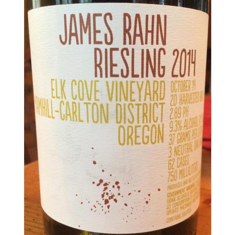 James Rahn Riesling Elk Cove Vineyard '20