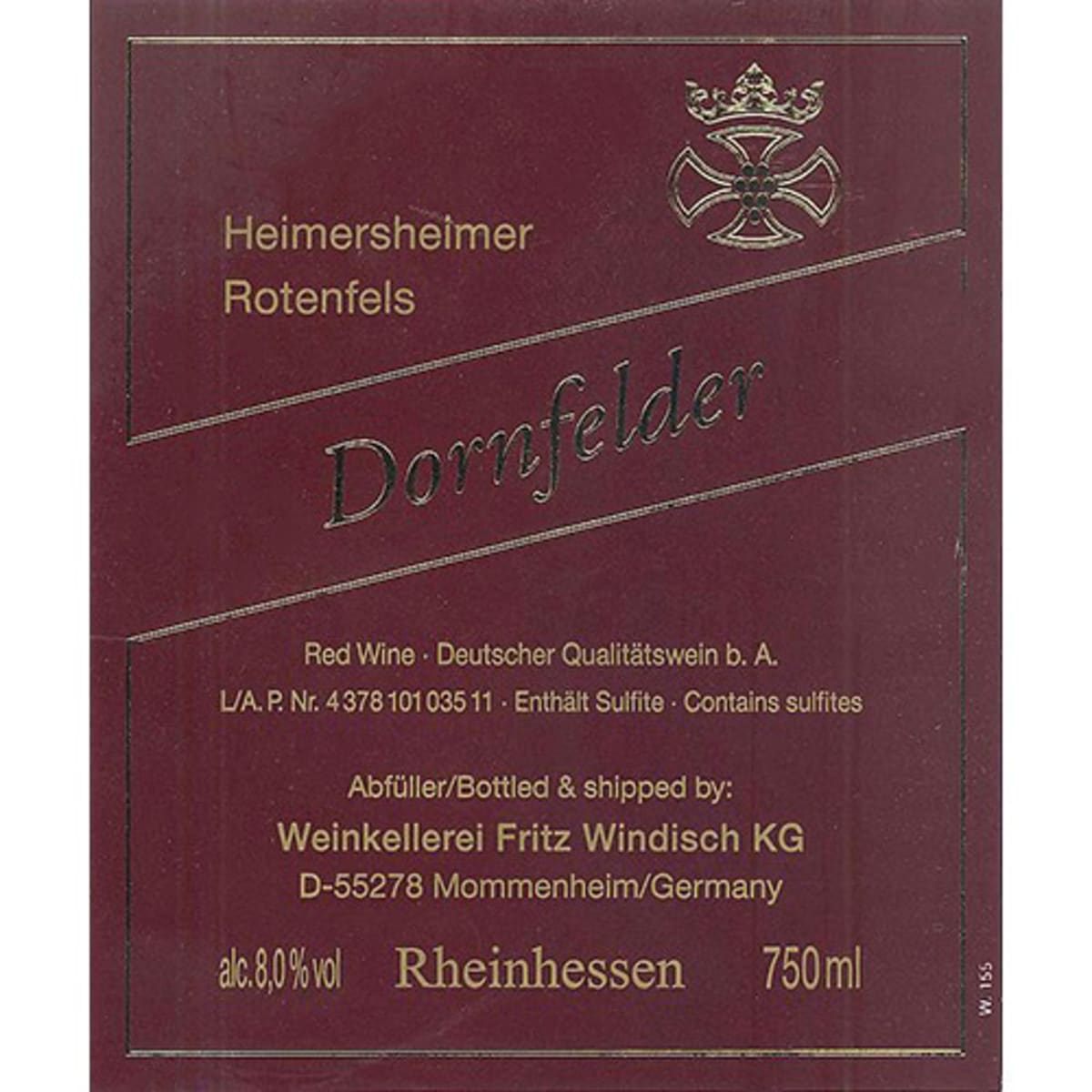 Weingut Fritz Windisch Heimersheimer Rotenfels Dornfelder