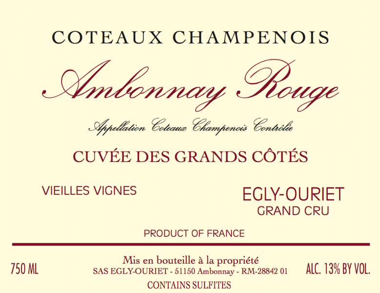 Egly-Ouriet Coteaux Champenois Ambonnay Rouge "Cuvee des Grands Cotes" Vieilles Vignes (2020)