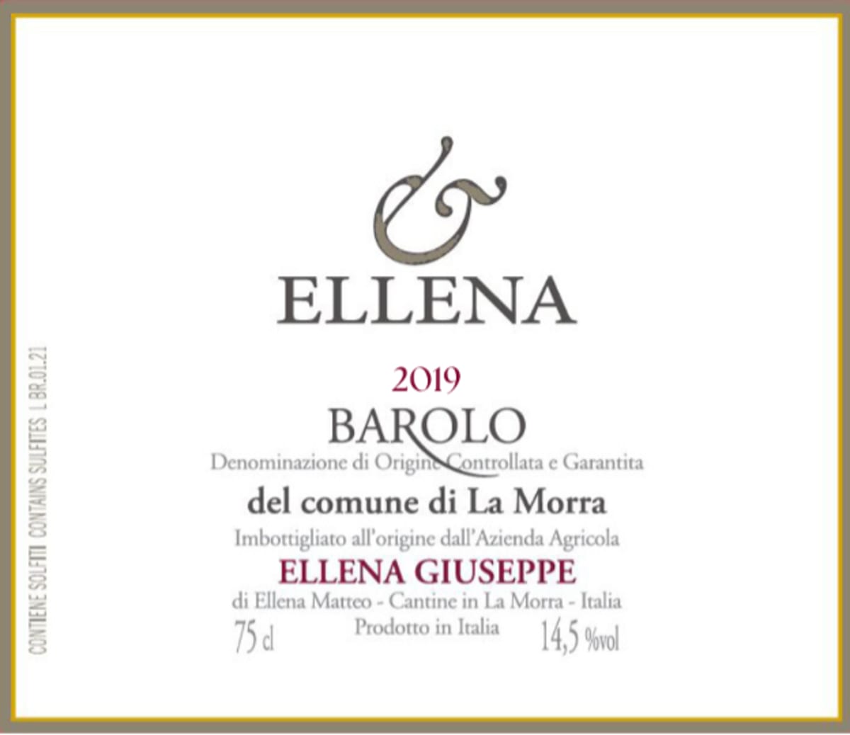 Ellena Giuseppe Barolo del commune di La Morra (2019)