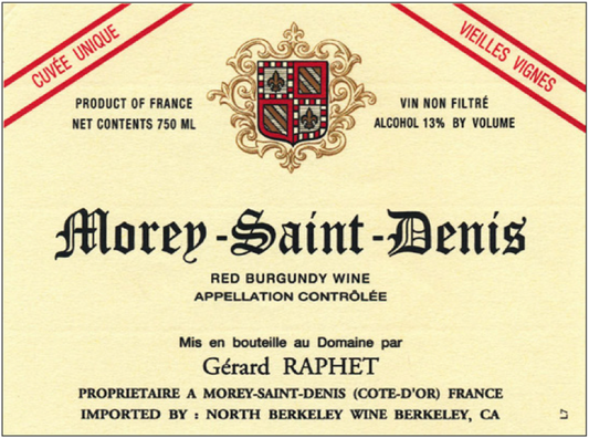 Domaine Gérard Raphet Morey-Saint-Denis “Cuveé Unique" Vieilles Vignes