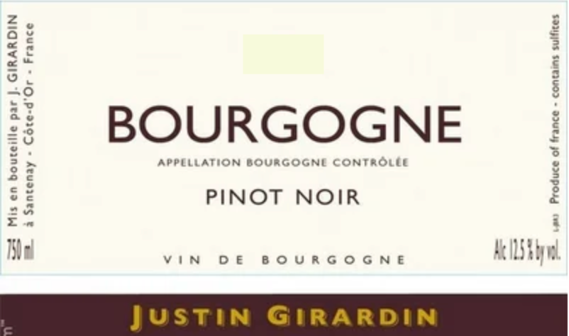 Justin Girardin Bourgogne Rouge (Pinot Noir)