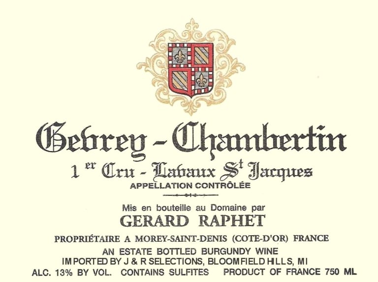 Domaine Gerard Raphet Gevrey-Chambertin 1er Cru Lavaux Saint Jacques (2022)