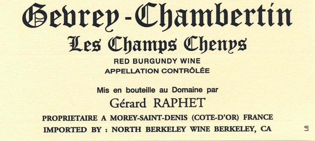Gérard Raphet Gevrey-Chambertin “Les Champs Chenys” Vieilles Vignes