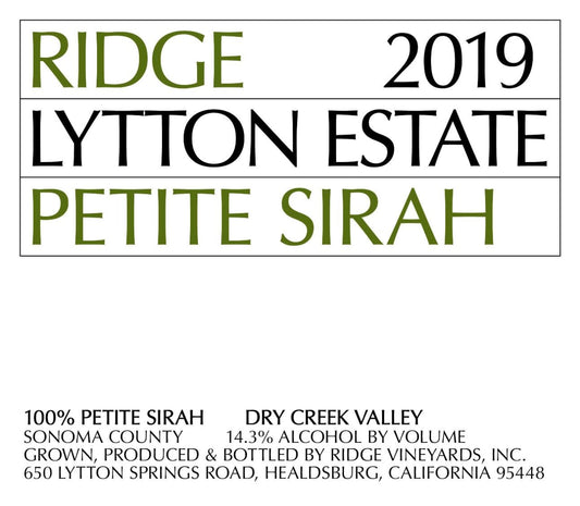 Ridge Lytton Estate Petite Sirah